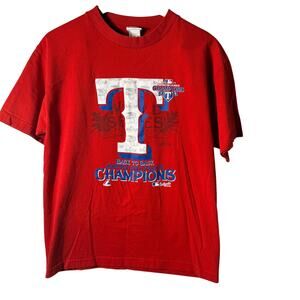 2011 Texas Rangers AL Champions Back to Back Tshirt Size M Majestic
